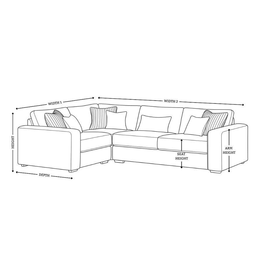 Dimension diagram for Henry 1 Corner 2 Fabric Sofa