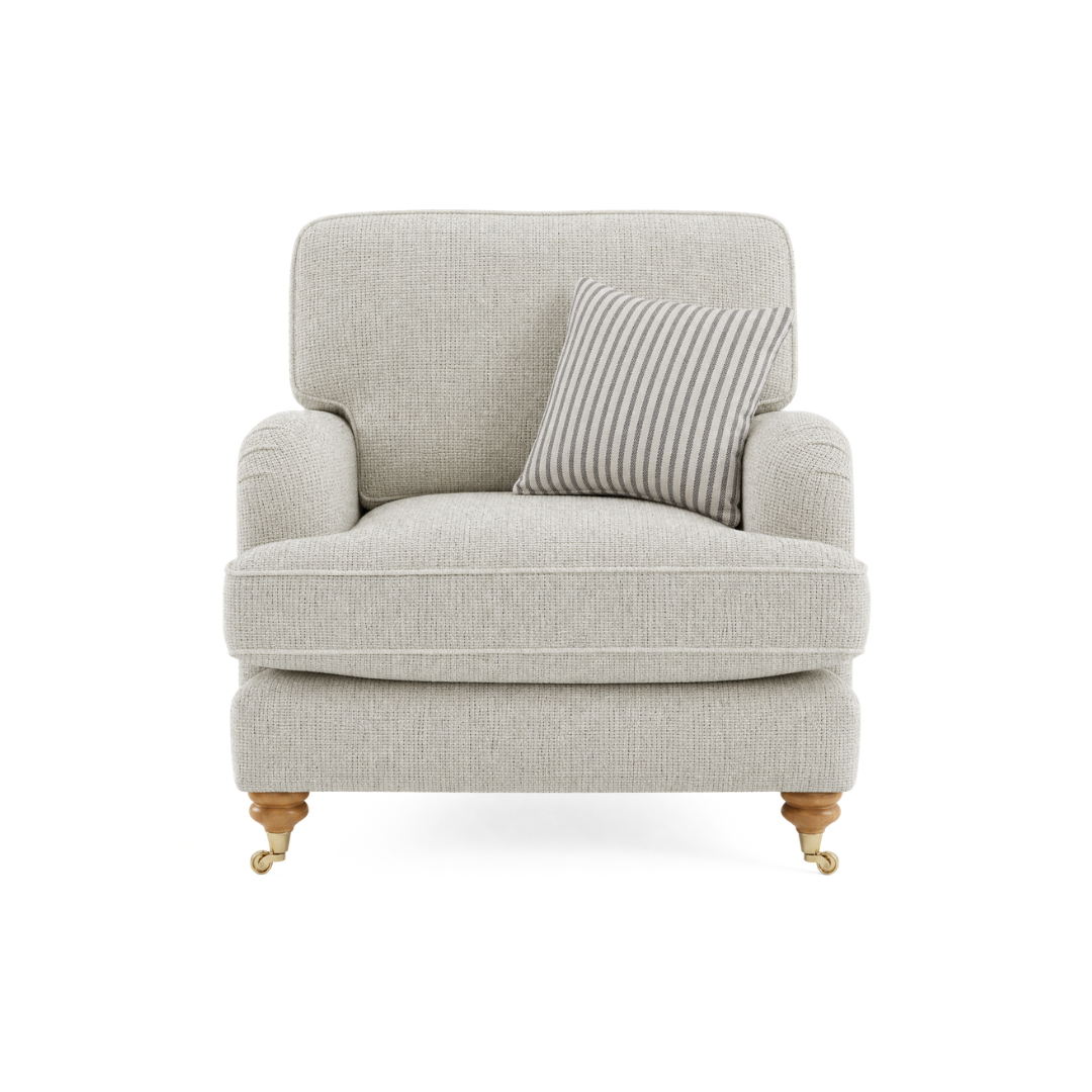Bella Shore Natural Grey Arm Chair Fabric Traditional Cottage Style