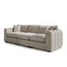 Roxy Night XL Sofa in light gray fabric with deep cushions and wide armrests, modern and spacious three-seater design