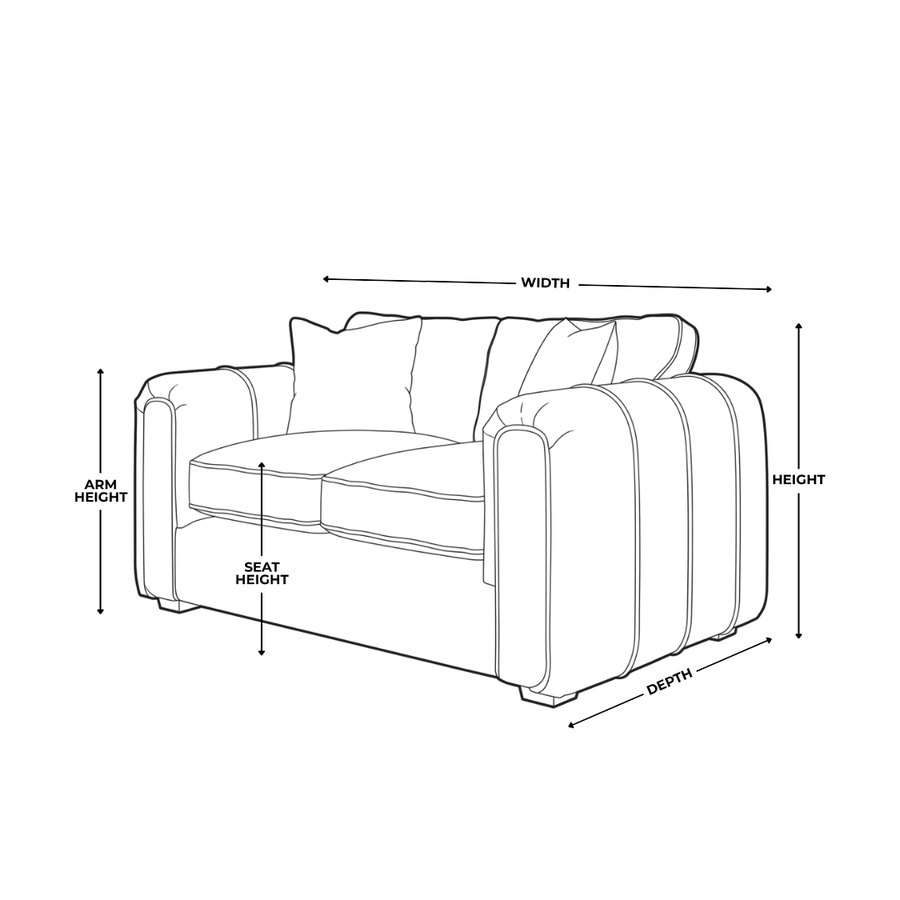 Dimension diagram for Roxy Night 2 Seater Sofa