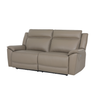 Melina 3 seater sofa in taupe top grain leather with reclining feature and padded armrests