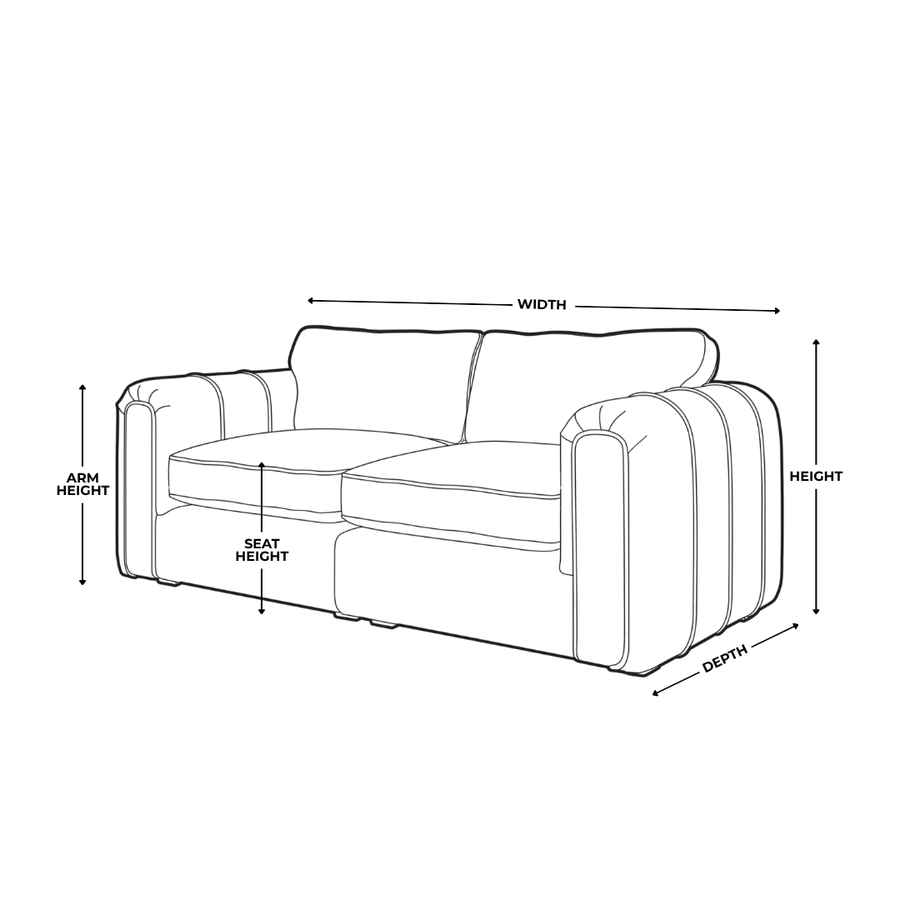 Dimension diagram for Roxy Night 3 Seater Sofa