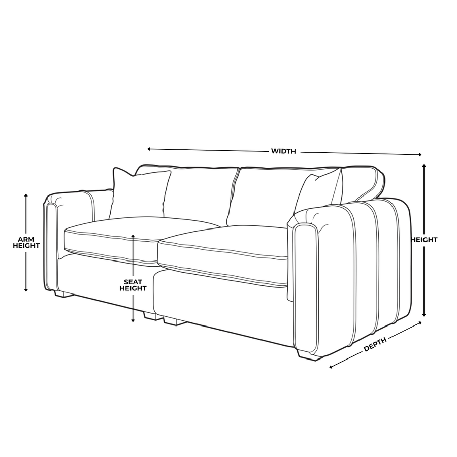 Dimension diagram for Roxy Night 4 Seater Sofa