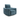 Blue fabric armchair with dual power recline and adjustable headrest on white background
