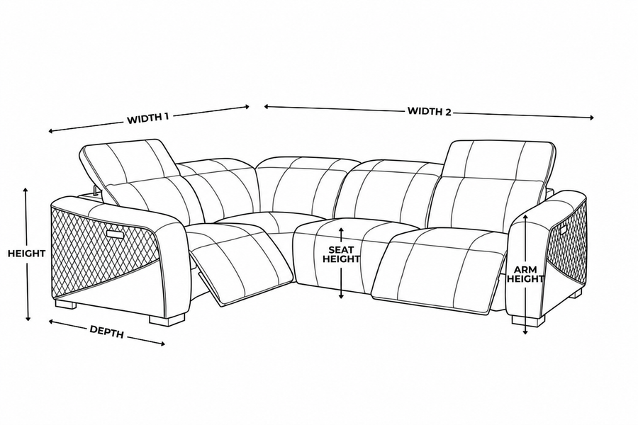 Dimension diagram for Milano 1 Corner 2
