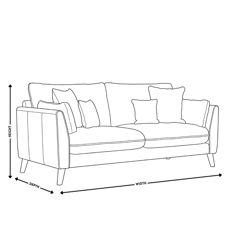 Dimension diagram for Penny 3 Seater Sofa