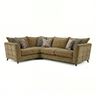 Taeo 1 Corner 2 Fabric Sofa in olive green chenille with scatter cushions, angled view