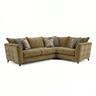 Taeo 2 Corner 1 Fabric Sofa in olive green chenille with scatter cushions, angled view