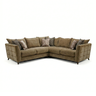 Taeo 2 Corner 2 Fabric Sofa in olive green chenille with scatter cushions, angled view