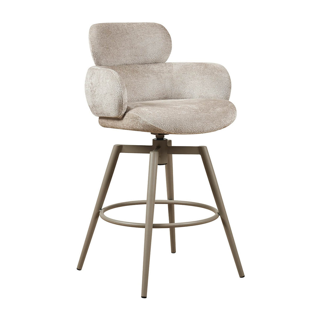 Aurelia Swivel Counter Stool - Beige – angled view