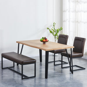 Table & 2 Lowen Brown Chairs & Bench