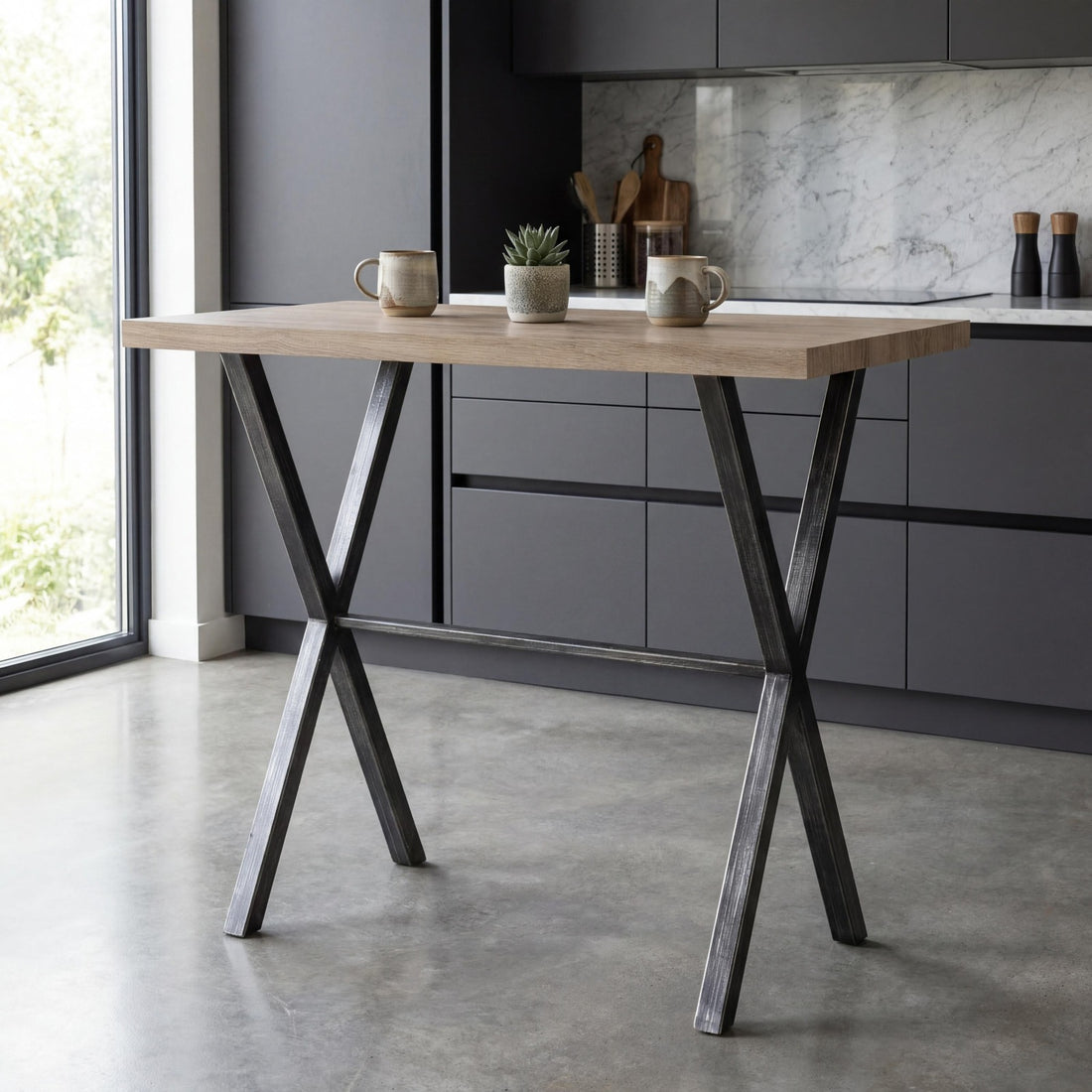 Bergen 1.2m Breakfast Bar Table – styled in a dining room