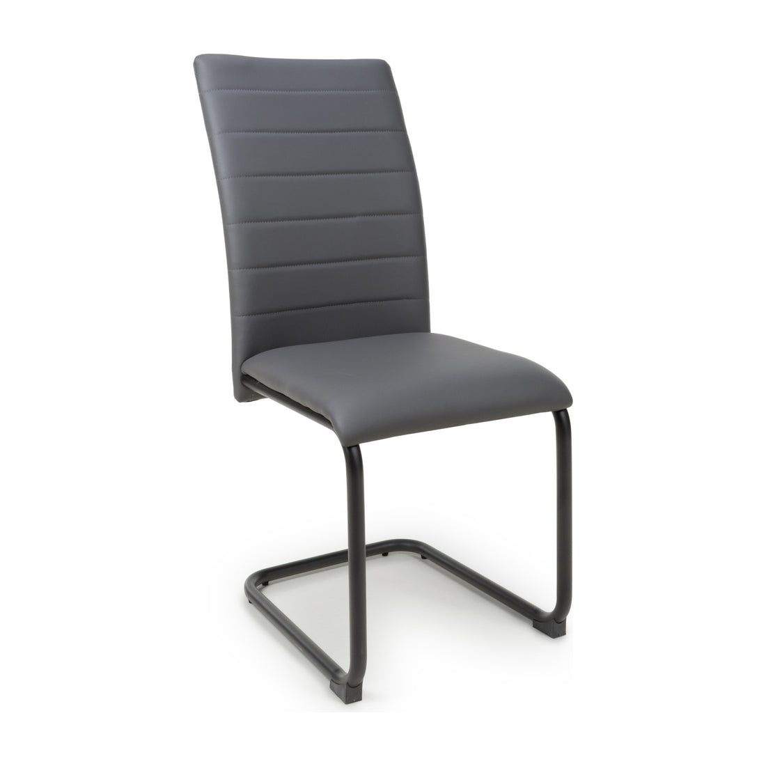 Carlisle Leather Effect Dining Chair - Grey – studio view 1