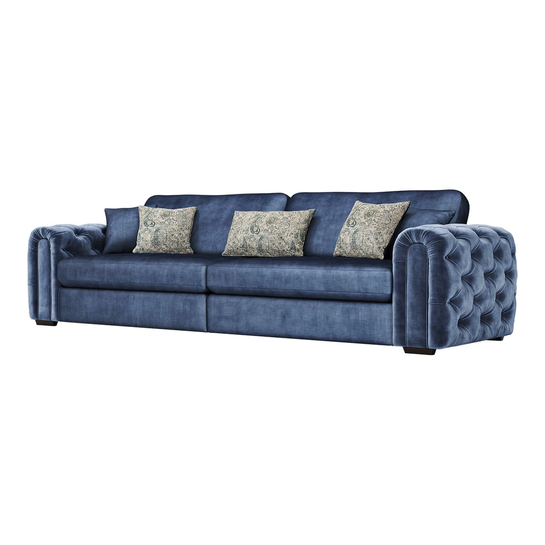Cavendish 4 Seater Fabric Sofa in Jewel Navy velvet fabric