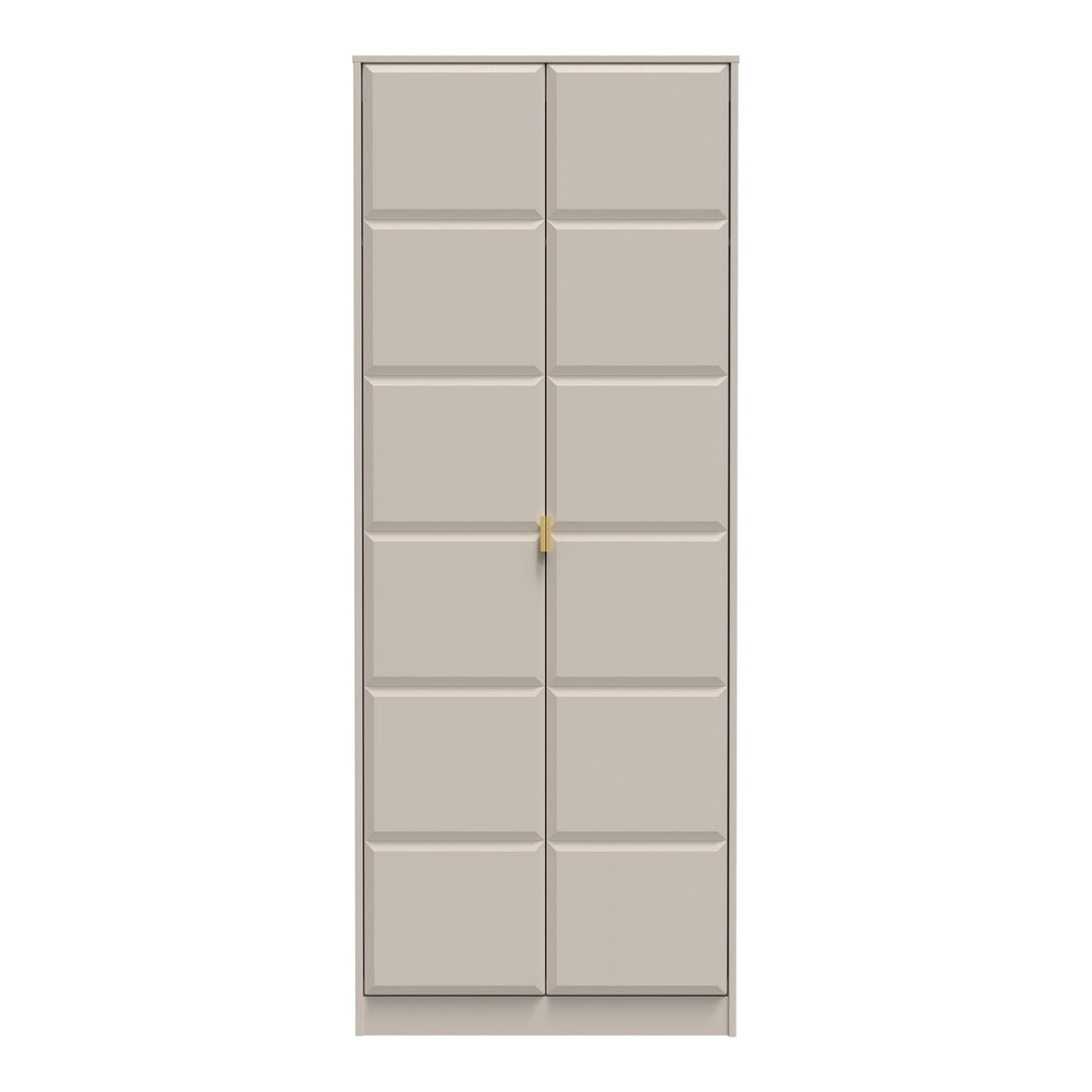 Cube 2 Door Wardrobe in Kashmir Matt with gold hairpin legs, front view