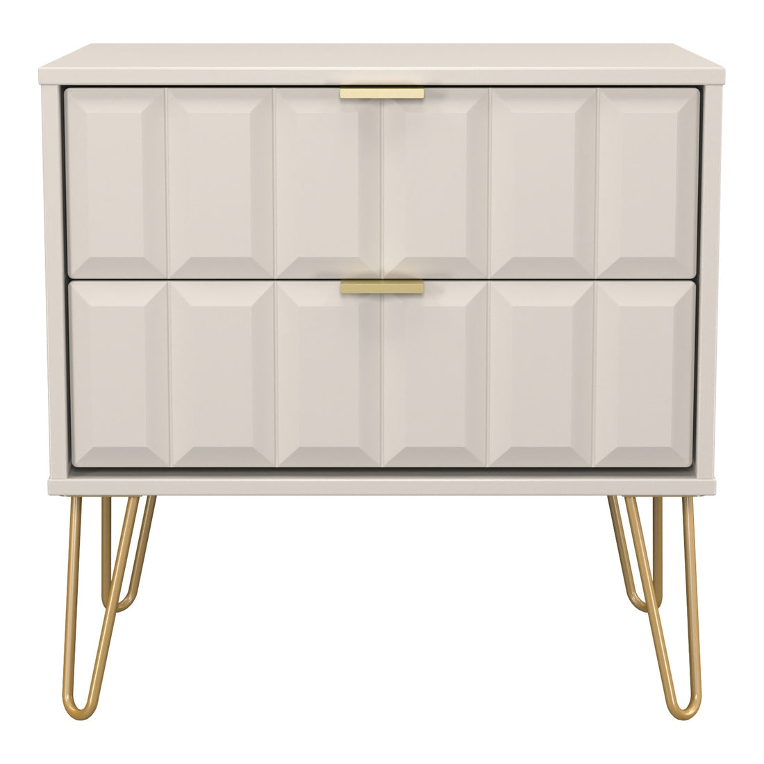 Cube 2 Drawer Wide Bedside Cabinet in Kashmir Matt, front view