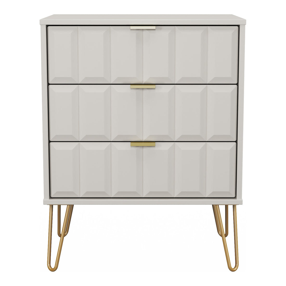 Cube 3 Drawer Midi Chest of Drawers in Kashmir Matt, front view