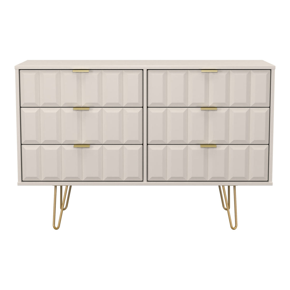 Cube 6 Drawer Double Chest of Drawers in Kashmir Matt, front view