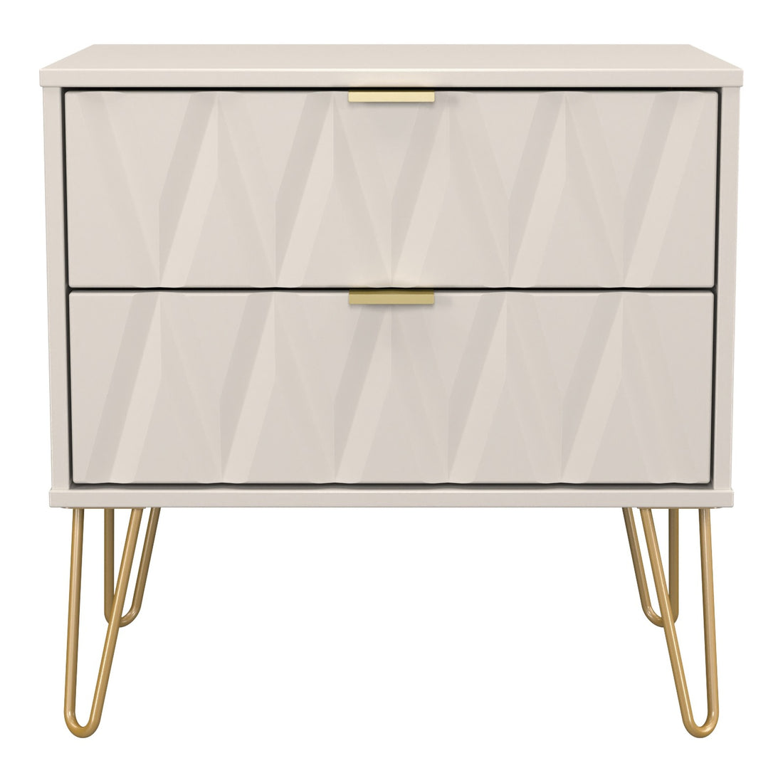 Diamond 2 Drawer Wide Bedside Cabinet in Kashmir Matt, front view