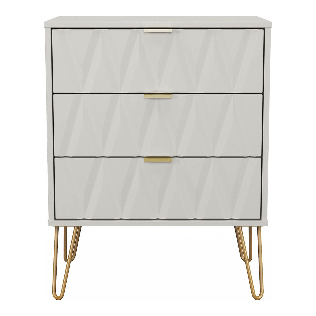 Diamond 3 Drawer Midi Chest of Drawers in Kashmir Matt, front view