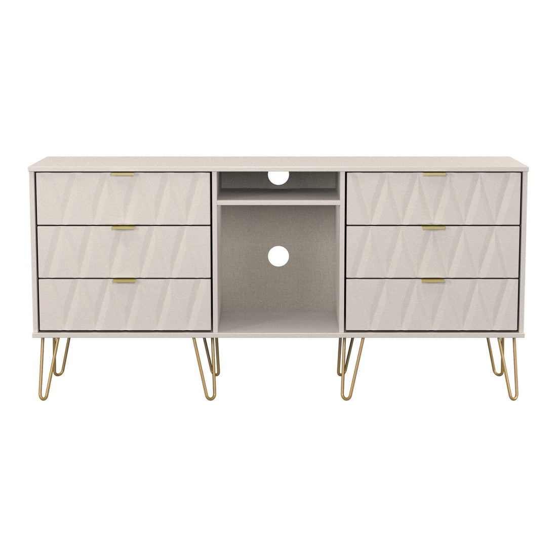 Diamond 6 Drawer Wide Sideboard in Kashmir Matt, front view