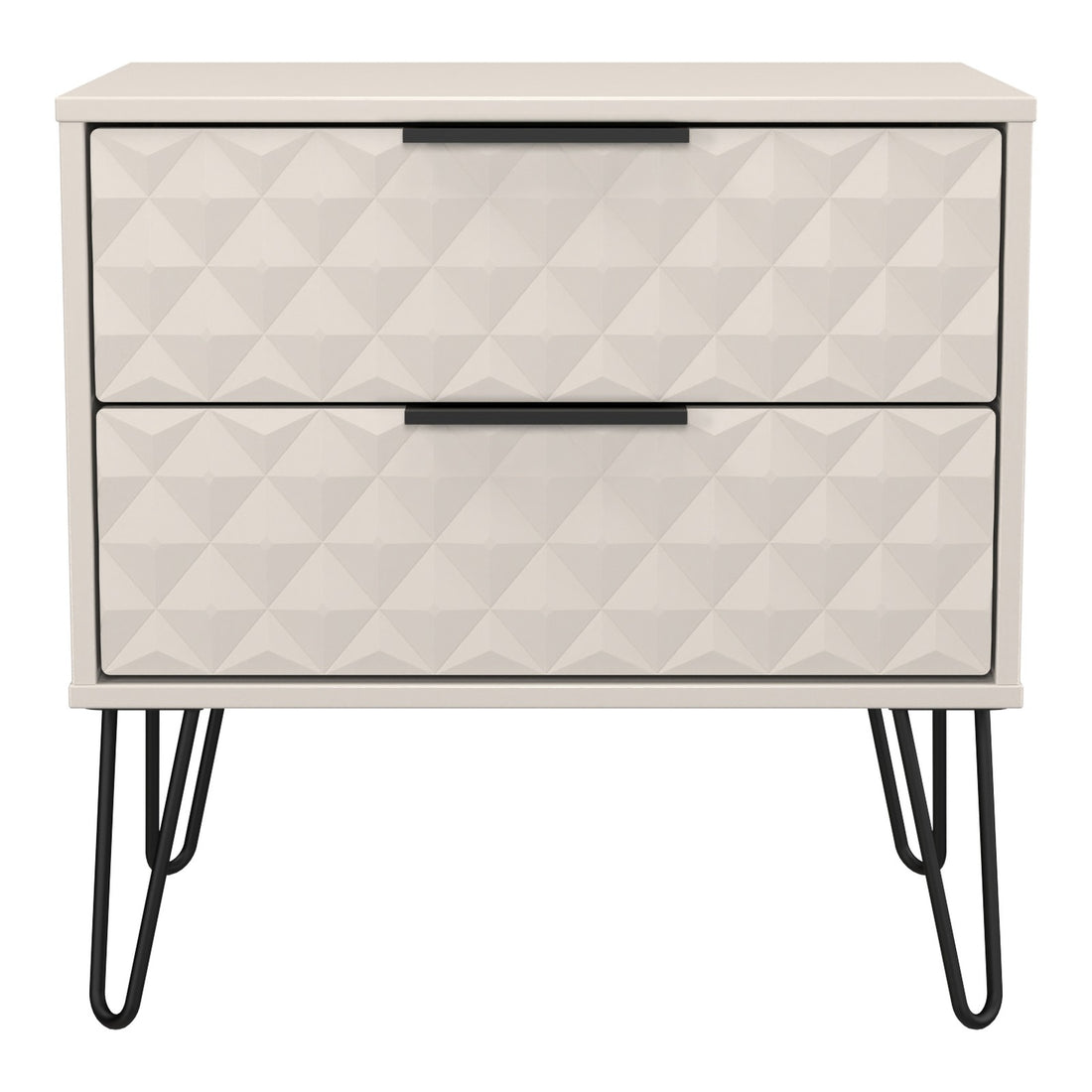 Harlequin 2 Drawer Wide Bedside Cabinet in Kashmir Matt, front view