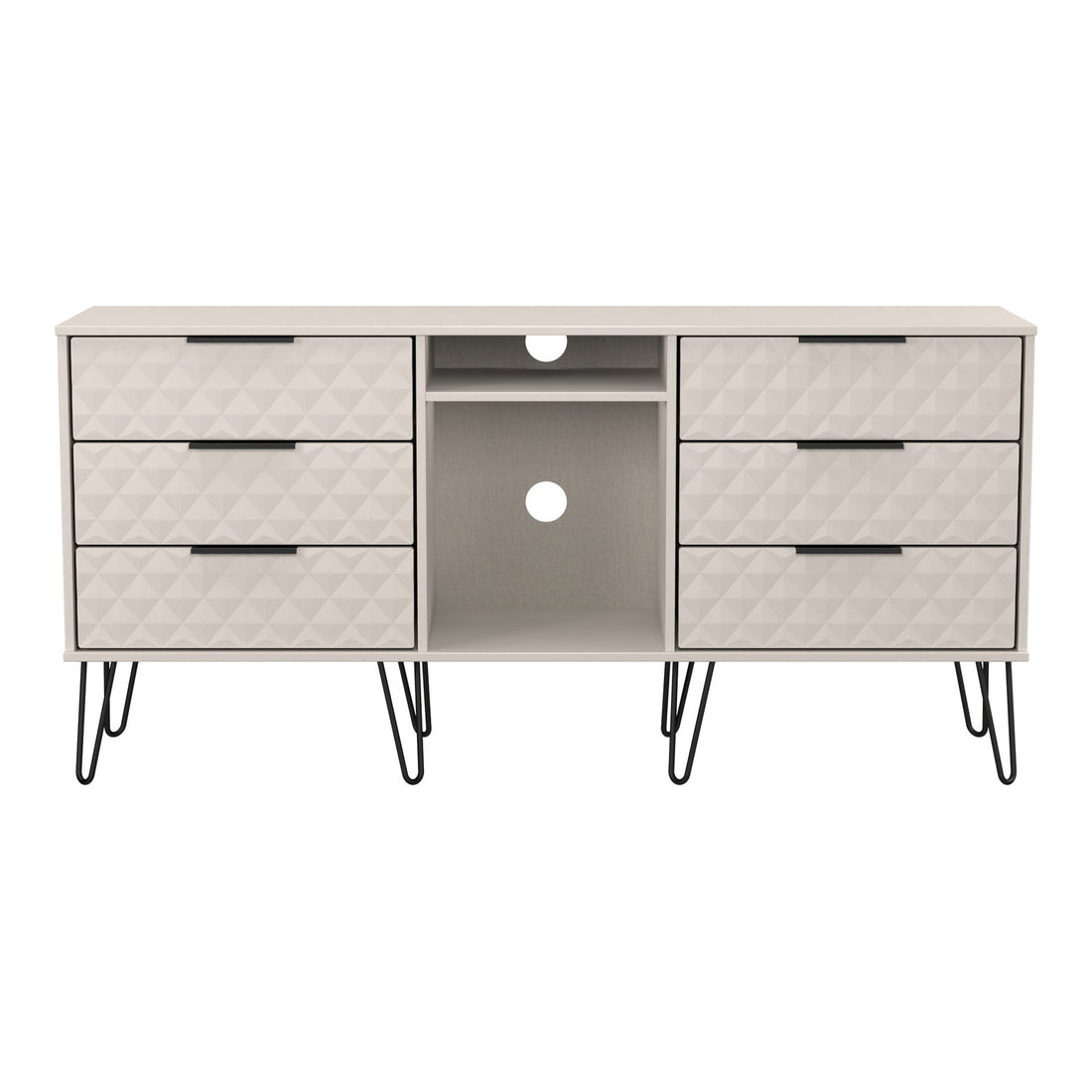 Harlequin 6 Drawer Wide Sideboard in Kashmir Matt, front view