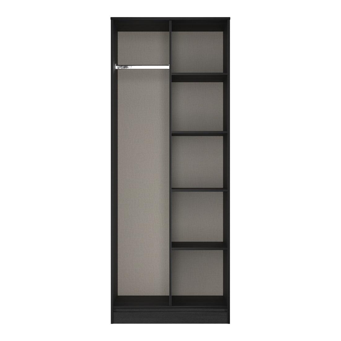 Harlequin Open Wardrobe in Black Ash, front view