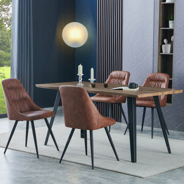 Curved Edge Dining Table Black Legs 4 Chair set colour