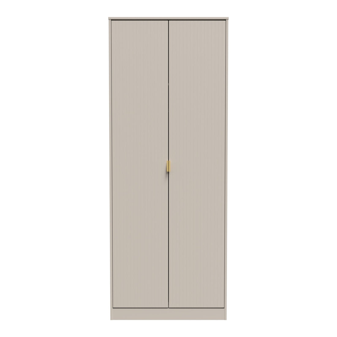 Linear 2 Door Wardrobe in Kashmir Matt with gold hairpin legs, front view