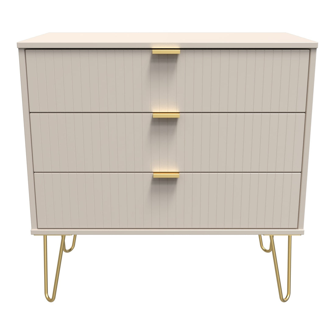 Linear 3 Drawer Wide Chest of Drawers in Kashmir Matt, front view