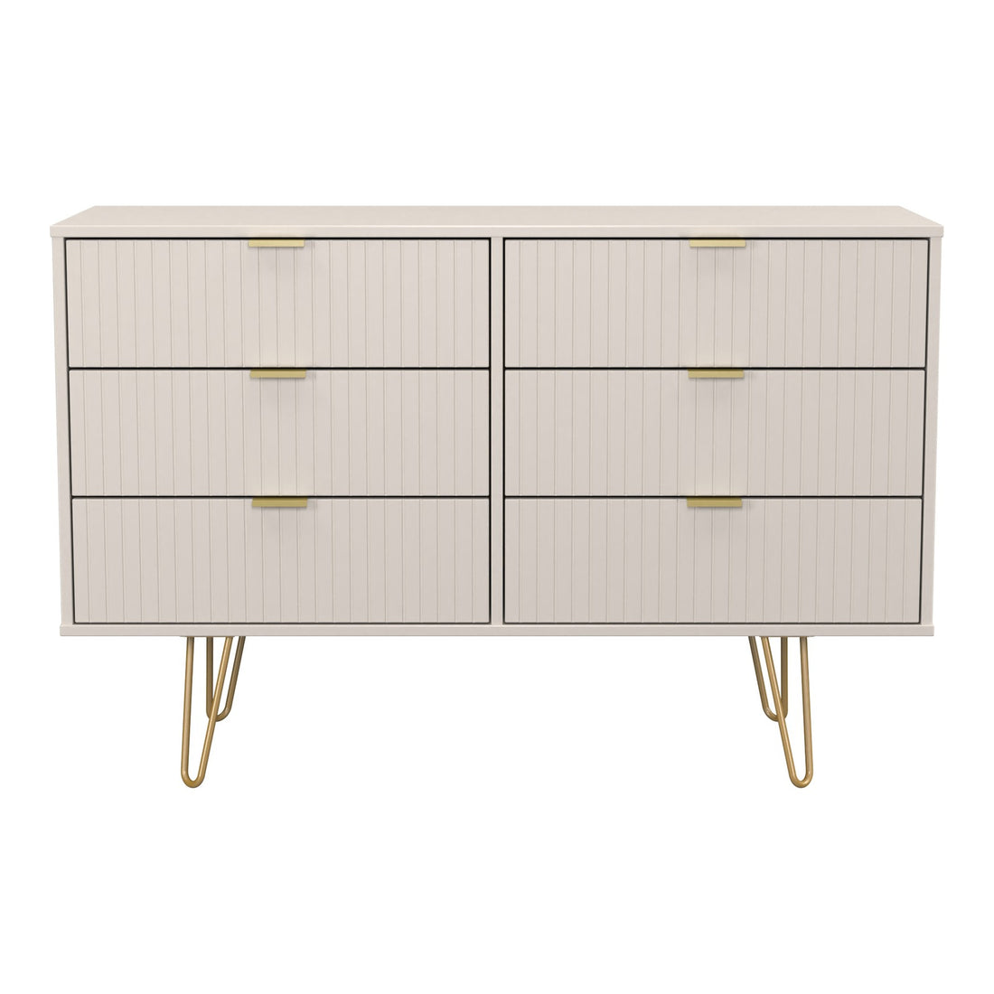 Linear 6 Drawer Double Chest of Drawers in Kashmir Matt, front view