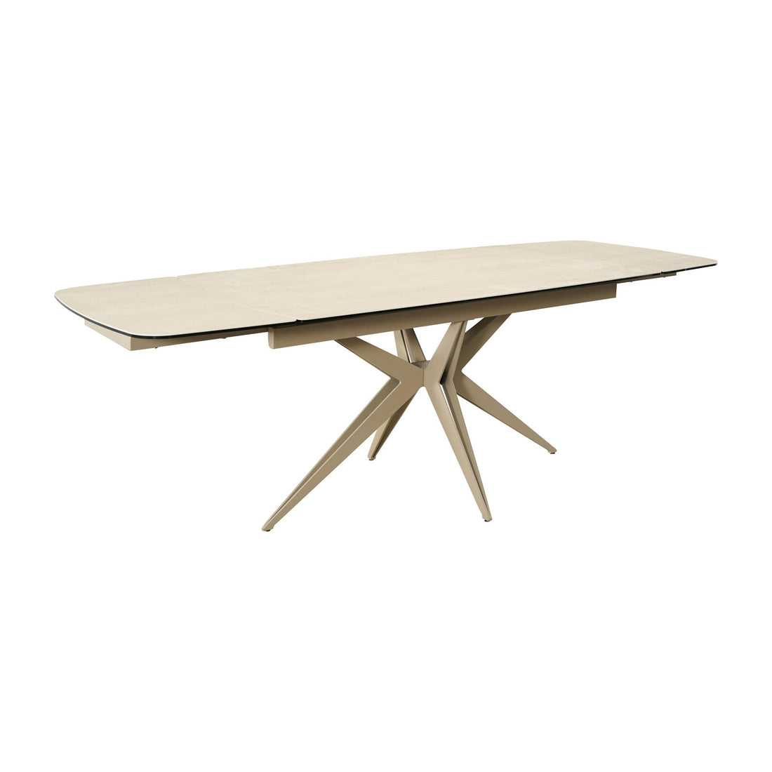 Nerano 2.4m Extending Natural Travertine Effect Dining Table – studio view 1