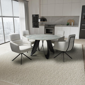 Table & 4 Polaris White Corduroy Swivel Chairs