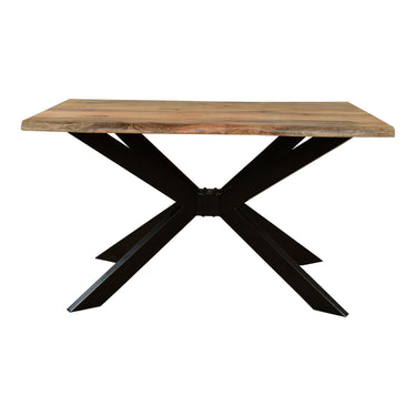 Ranchi Mango Wood Live Edge 1.35m Dining Table & 4 Darley Grey Dining Chairs Set