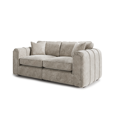 Roxy Night 3 seater sofa in beige with plush cushions and modern rounded armrests for living room seating