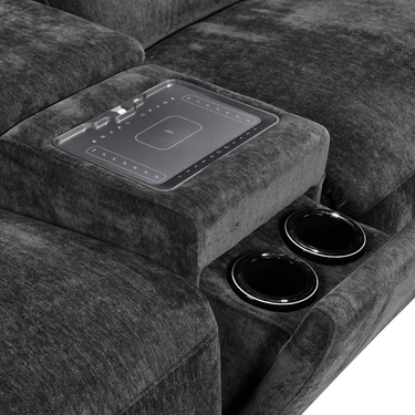 Empire 3 Seater Tech Cinema Console Sofa w/ Power Recliner & Headrest