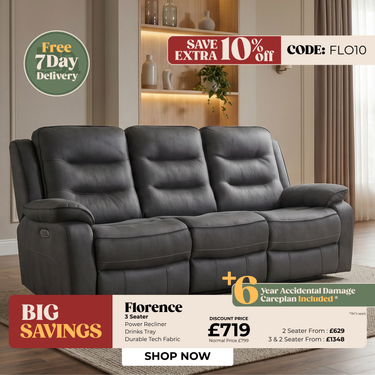 Florence 3 & 2 Seater Recliner Charcoal Fabric Sofa Bundle