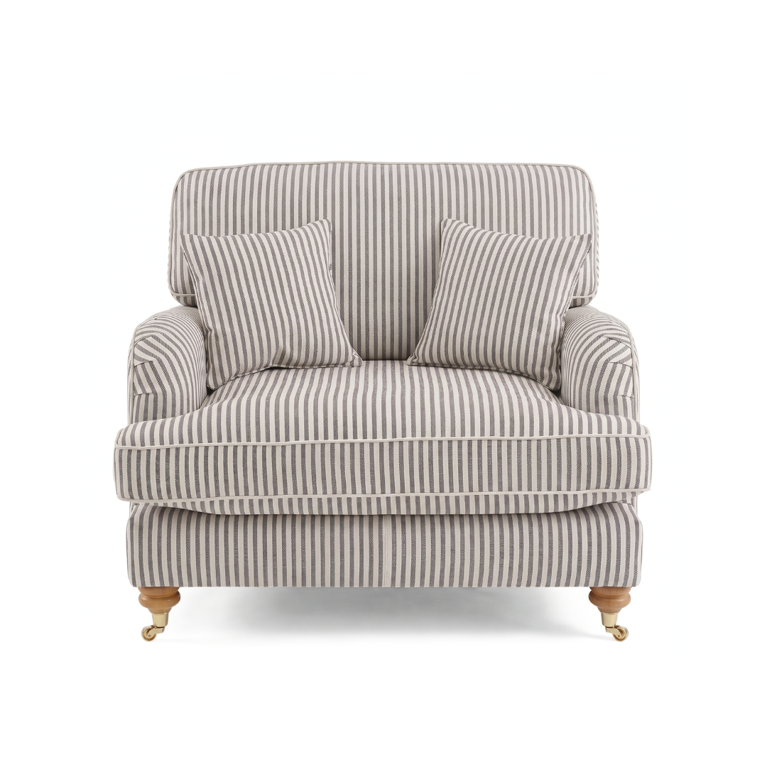 Bella Shore Natural Grey Loveseat Arm Chair Fabric Traditional Cottage Style
