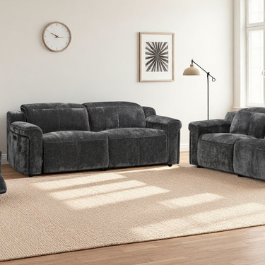 Empire 2 Seater Fabric Sofa w/ Power Recliner & Power Headrests