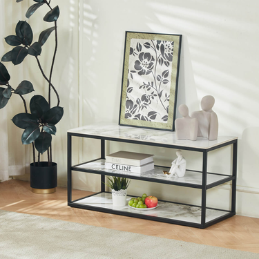 Monaco TV Unit 100cm - White Sintered Stone