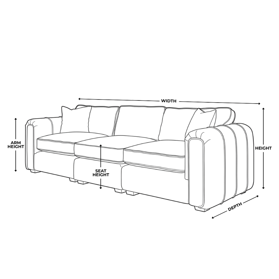Dimension diagram for Roxy Night XL Sofa