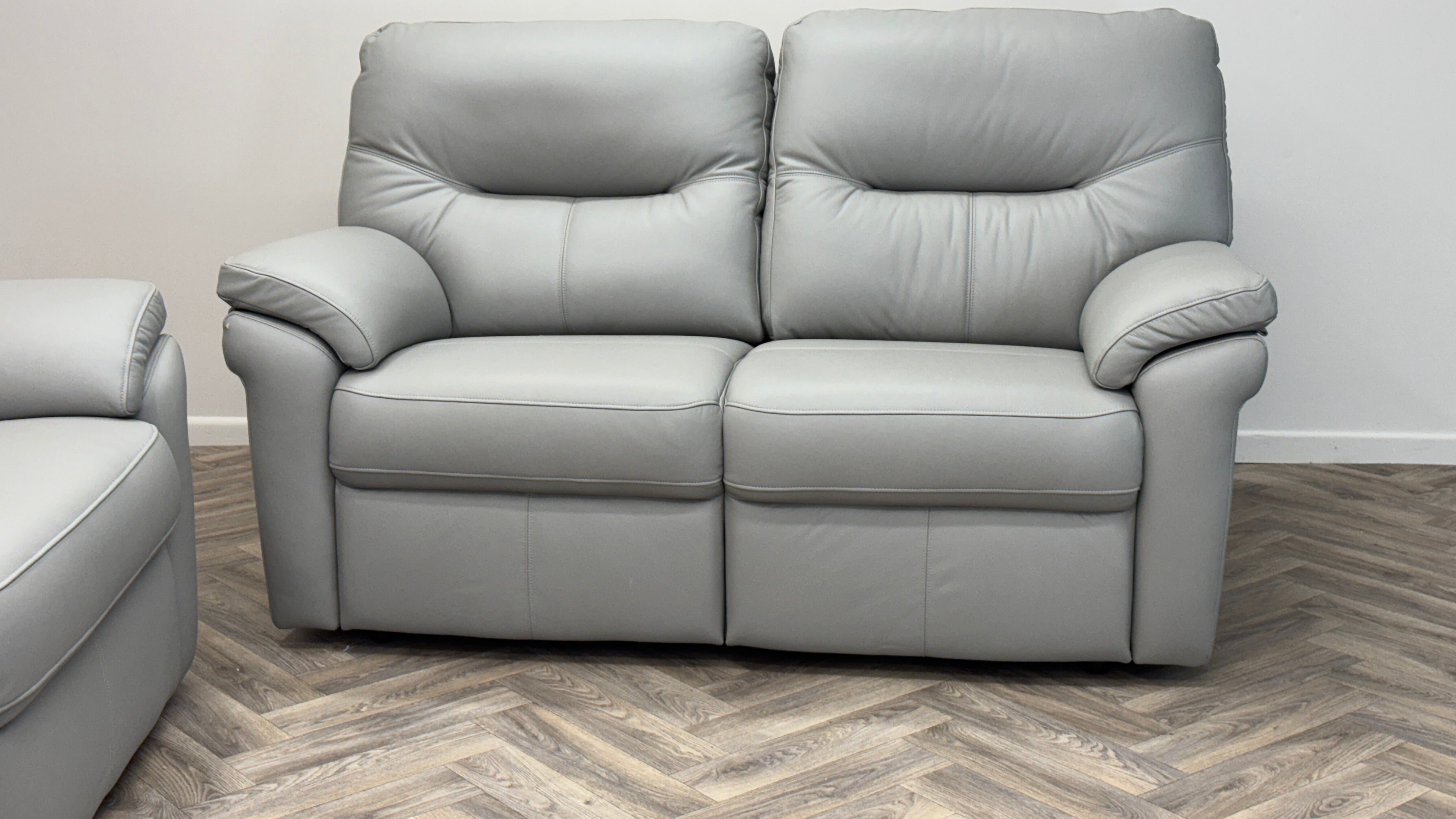 GPlan 3 & 2 Seater Sofas Grey Leather