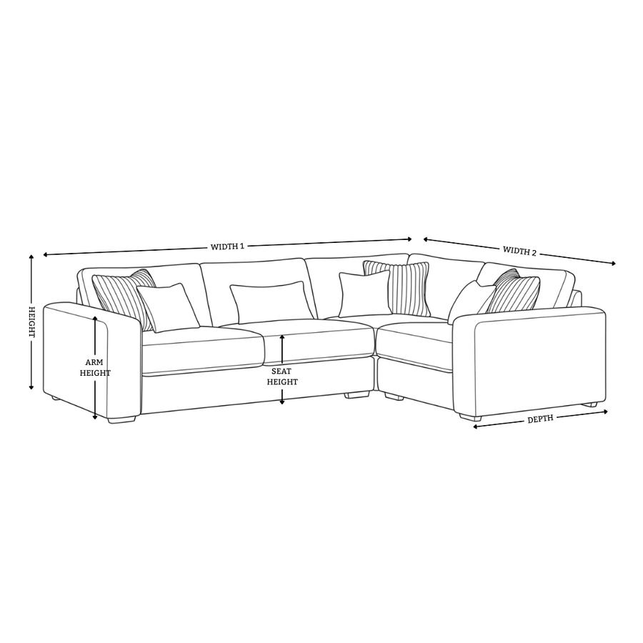 Dimension diagram for Henry 2 Corner 1 Fabric Sofa