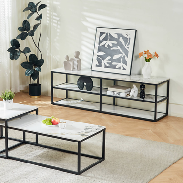 Monaco TV Unit 160cm - White Sintered Stone