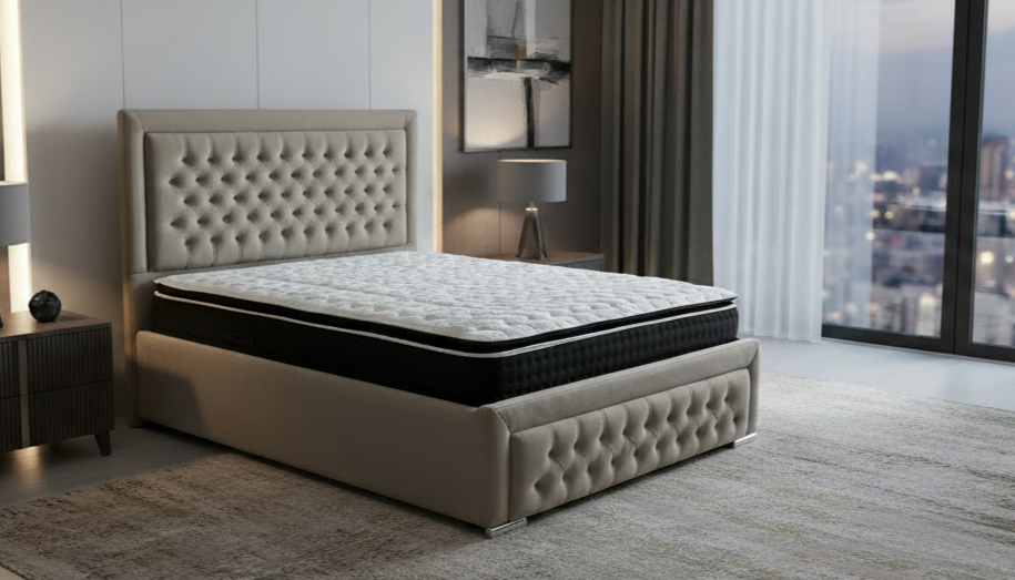 Tokyo Premium Fabric Upholstered Bed Frame