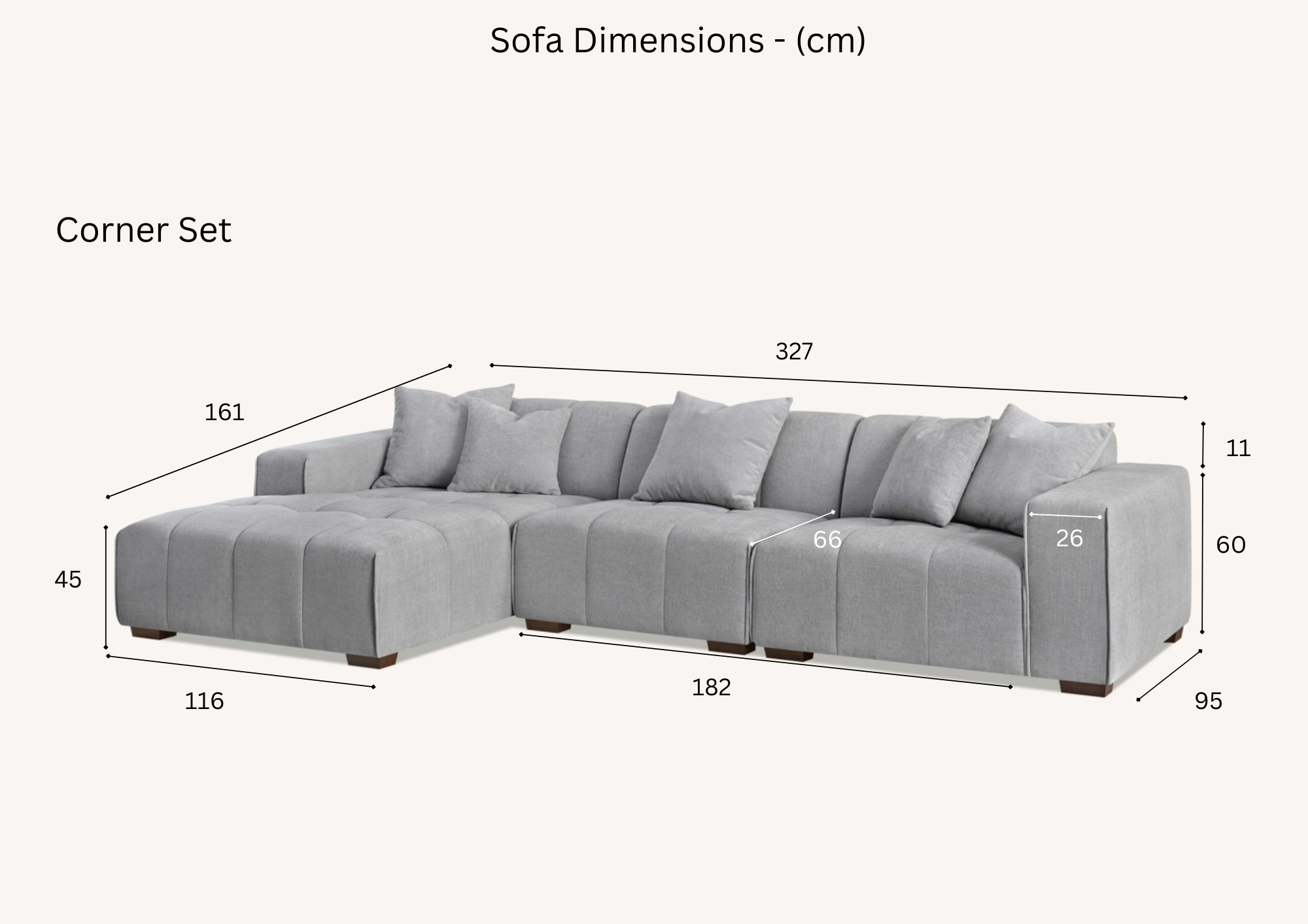 Leo Corner Chaise Sofa in Cloudy Grey Boucle - Lux Collection