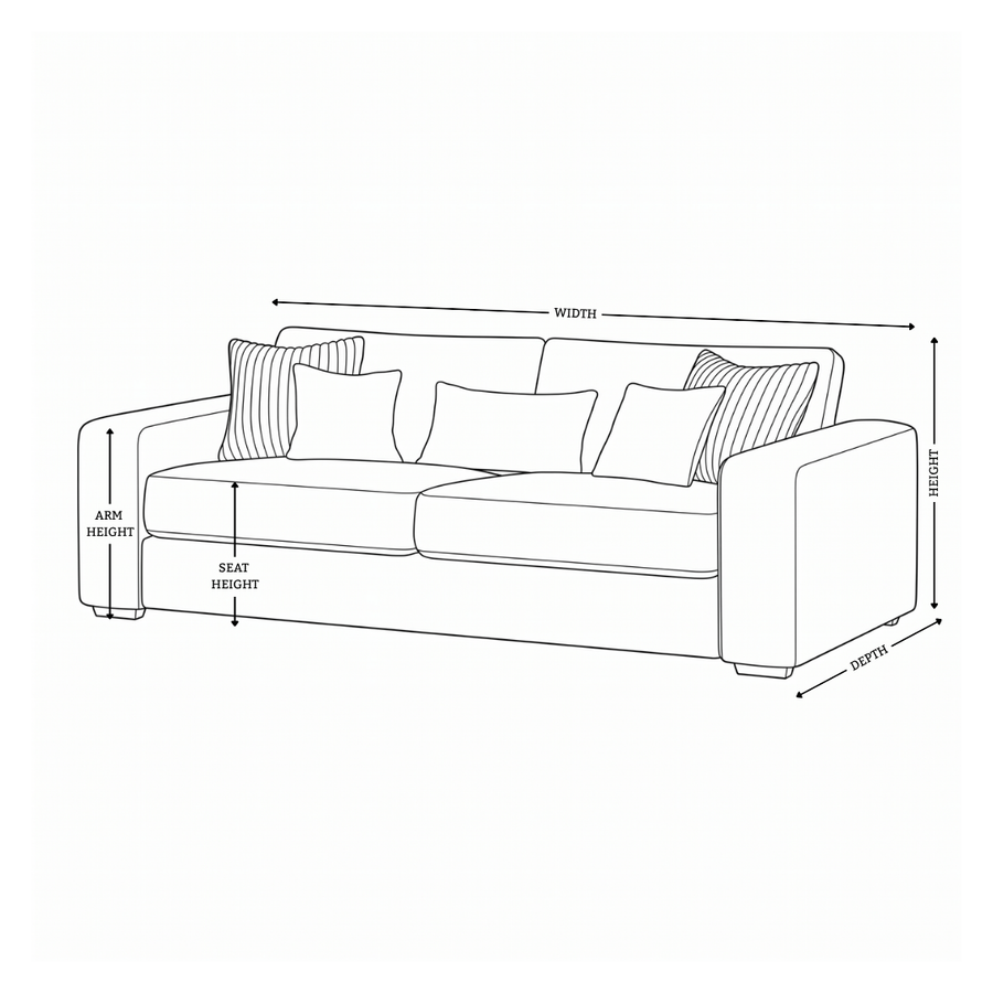 Dimension diagram for Henry 2 Fabric Sofa