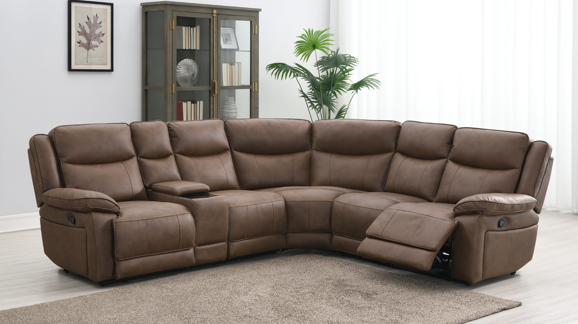 Morino 2 Corner 2 Manual Recliner Fabric Sofa