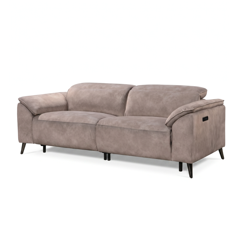 Hudson 3 Seater Power Recliner W/ Adjustable Headrests Fabric Sofa
